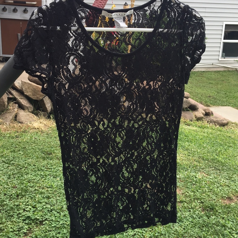 Black see through lace shirt